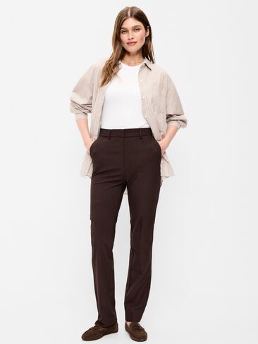 Old Navy Extra High-Waisted Straight-Leg Twill Pants - Black Coffee in Kuwait
