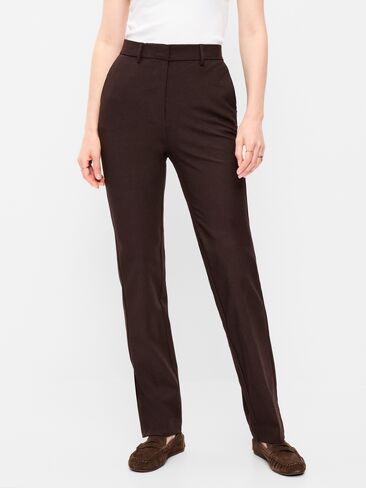 Old Navy Extra High-Waisted Straight-Leg Twill Pants - Black Coffee in Kuwait