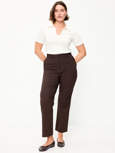 Old Navy Extra High-Waisted Straight-Leg Twill Pants - Black Coffee in Kuwait
