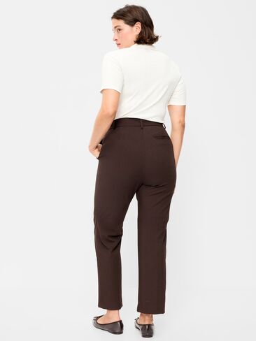 Old Navy Extra High-Waisted Straight-Leg Twill Pants - Black Coffee in Kuwait