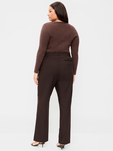 Old Navy Extra High-Waisted Straight-Leg Twill Pants - Black Coffee in Kuwait