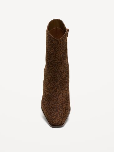 Old Navy Faux-Suede Low-Heel Booties for Women - Leopard in Kuwait