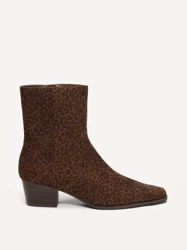 Old Navy Faux-Suede Low-Heel Booties for Women - Leopard in Kuwait