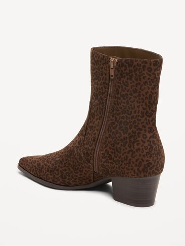 Old Navy Faux-Suede Low-Heel Booties for Women - Leopard in Kuwait