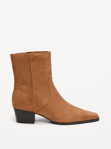 Old Navy Faux-Suede Low-Heel Booties for Women - Camel in Kuwait
