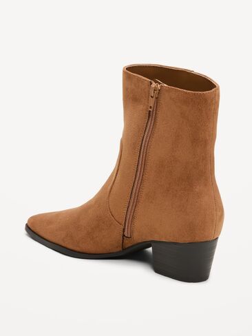 Old Navy Faux-Suede Low-Heel Booties for Women - Camel in Kuwait