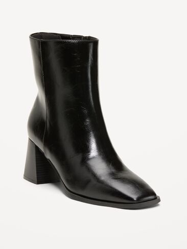Old Navy Square-Toe Block-Heel Boots for Women - Black Jack in Kuwait