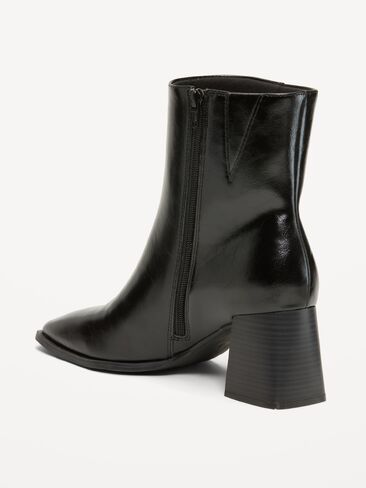 Old Navy Square-Toe Block-Heel Boots for Women - Black Jack in Kuwait