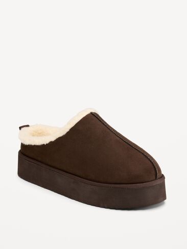 Old Navy Faux-Suede Platform Mule Clogs for Women - Black Coffee in Kuwait