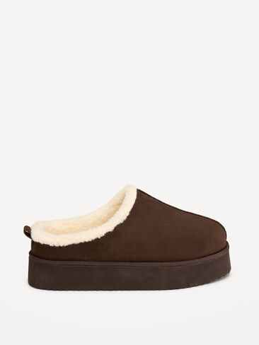 Old Navy Faux-Suede Platform Mule Clogs for Women - Black Coffee in Kuwait