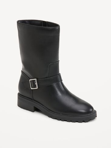 Old Navy Faux-Leather Moto Boots for Women - Black Jack in Kuwait