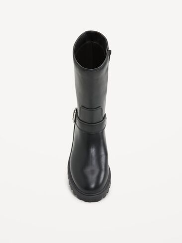Old Navy Faux-Leather Moto Boots for Women - Black Jack in Kuwait