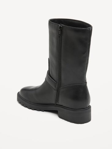 Old Navy Faux-Leather Moto Boots for Women - Black Jack in Kuwait
