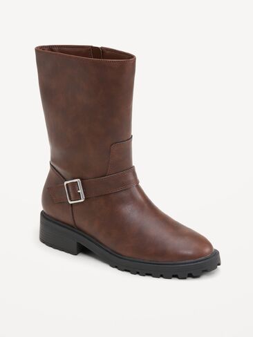 Old Navy Faux-Leather Moto Boots for Women - Saddle in Kuwait
