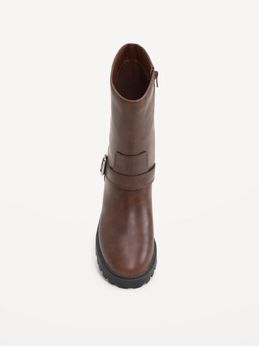 Old Navy Faux-Leather Moto Boots for Women - Saddle in Kuwait