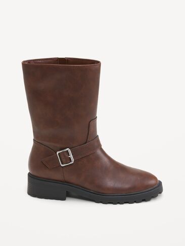 Old Navy Faux-Leather Moto Boots for Women - Saddle in Kuwait