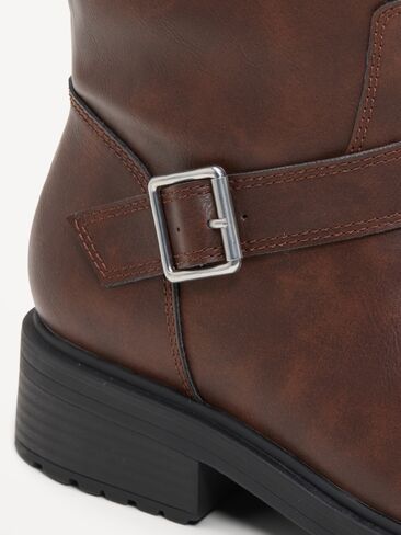 Old Navy Faux-Leather Moto Boots for Women - Saddle in Kuwait