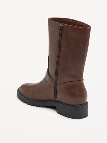 Old Navy Faux-Leather Moto Boots for Women - Saddle in Kuwait
