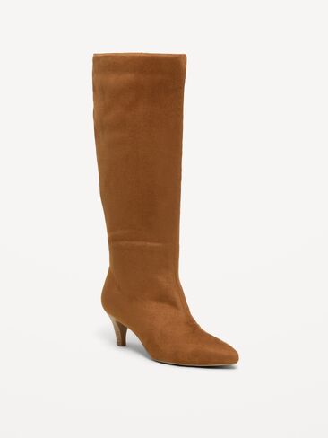 Old Navy Tall Kitten-Heel Boots for Women - Caramel in Kuwait