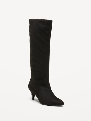 Old Navy Tall Kitten-Heel Boots for Women - Black Jack in Kuwait