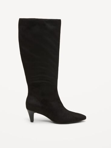 Old Navy Tall Kitten-Heel Boots for Women - Black Jack in Kuwait