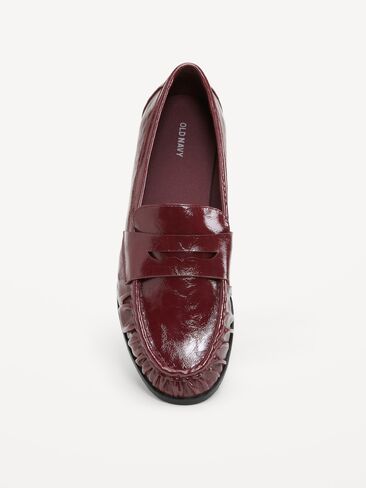 Old Navy Faux-Leather Ruched Loafers - Red Lacquer in Kuwait