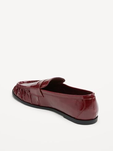 Old Navy Faux-Leather Ruched Loafers - Red Lacquer in Kuwait