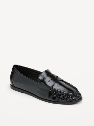 Old Navy Faux-Leather Ruched Loafers - Black Jack in Kuwait