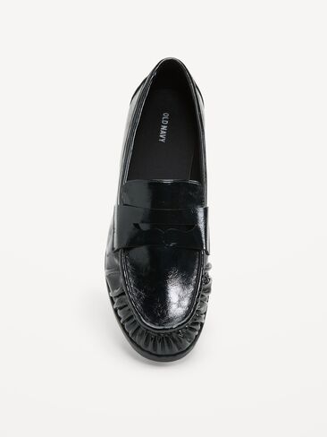 Old Navy Faux-Leather Ruched Loafers - Black Jack in Kuwait