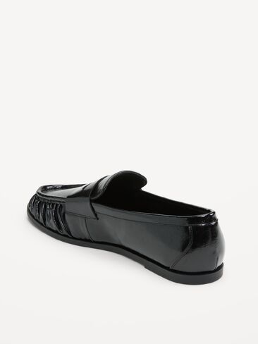 Old Navy Faux-Leather Ruched Loafers - Black Jack in Kuwait
