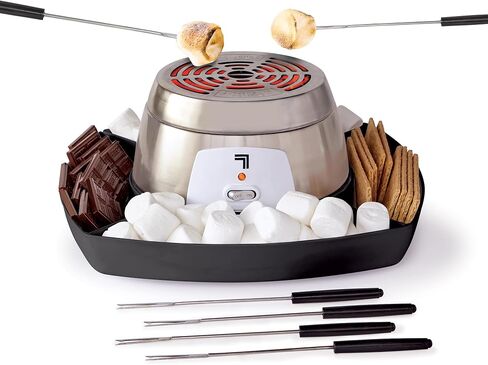 Sharper Image Electric S’mores Maker – 6 Marshmallow Roasting Sticks & Serving Tray Station| Indoor Smores Kit| Kids & Family Party Activity| Kitchen Gadget| Movie Night, Sleepover, Housewarming Gift in Saudi Arabia