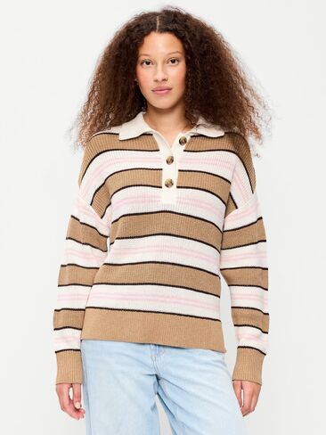 Old Navy Seaside Cotton Rugby Polo - Neutral Stripe in Kuwait