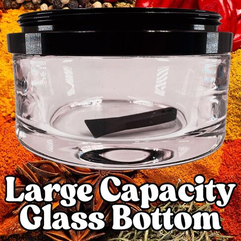 Spice Grinder. 2.5 inch herb grinder with jar attached. Jar offers a larger storage capacity. Anodized Aluminum alloy with glass bottom. (Black, 2.5 Inches x 3 Inches) in Saudi Arabia