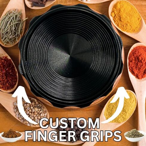 Spice Grinder. 2.5 inch herb grinder with jar attached. Jar offers a larger storage capacity. Anodized Aluminum alloy with glass bottom. (Black, 2.5 Inches x 3 Inches) in Saudi Arabia