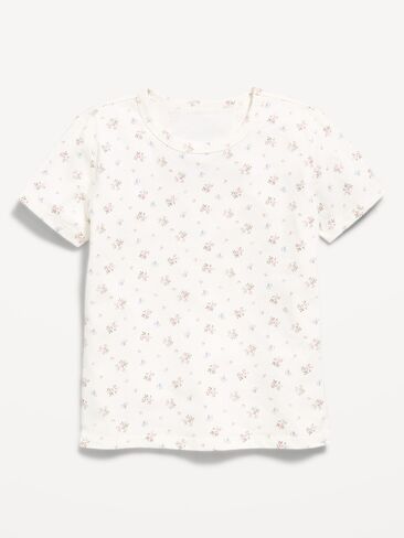 Old Navy Softest Short-Sleeve T-Shirt for Girls - Cream Ditsy Floral in Kuwait