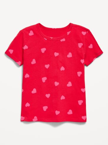 Old Navy Softest Short-Sleeve T-Shirt for Girls - Pink Hearts in Kuwait