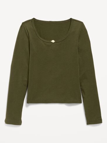 Old Navy Fitted Long-Sleeve Top for Girls - Secret Garden in Kuwait