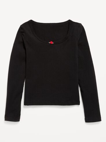 Old Navy Fitted Long-Sleeve Top for Girls - Black Jack in Kuwait