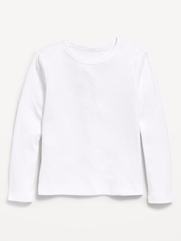 Old Navy Softest Long-Sleeve Ribbed T-Shirt for Girls - White Lilies in Kuwait