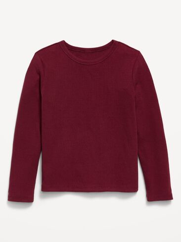 Old Navy Softest Long-Sleeve Ribbed T-Shirt for Girls - Red Lacquer in Kuwait