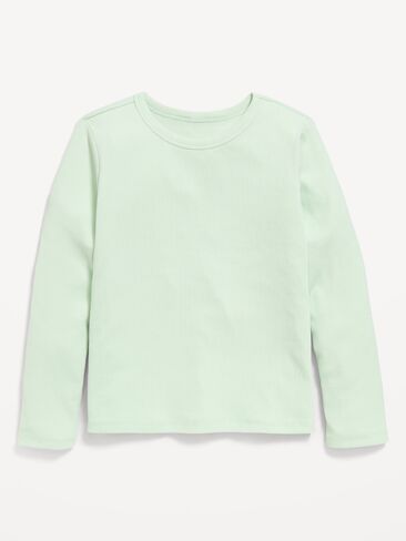 Old Navy Softest Long-Sleeve Ribbed T-Shirt for Girls - Soft Aloe in Kuwait