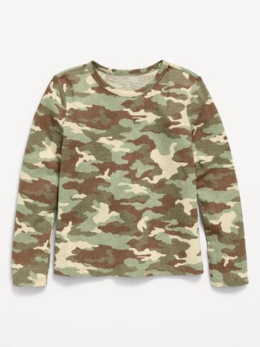 Old Navy Printed Softest Long-Sleeve T-Shirt for Girls - Camo in Kuwait
