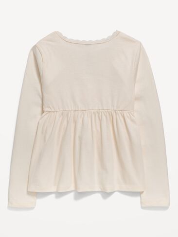Old Navy Long-Sleeve Faux-Wrap Top for Girls - Creme De La Creme in Kuwait
