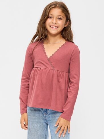 Old Navy Long-Sleeve Faux-Wrap Top for Girls - ISLAND FLOWER in Kuwait