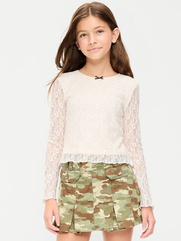 Old Navy Fitted Long-Sleeve Lace Top for Girls - Creme De La Creme in Kuwait