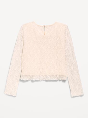 Old Navy Fitted Long-Sleeve Lace Top for Girls - Creme De La Creme in Kuwait