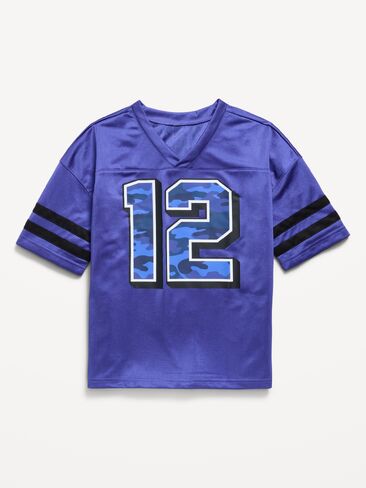 Old Navy Oversized Football-Style Lifestyle Jersey T-Shirt for Boys - Crayon Blue in Kuwait