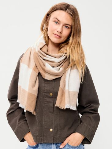 Old Navy Flannel Printed Scarf - White Check in Kuwait
