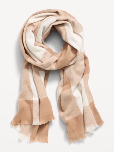 Old Navy Flannel Printed Scarf - White Check in Kuwait