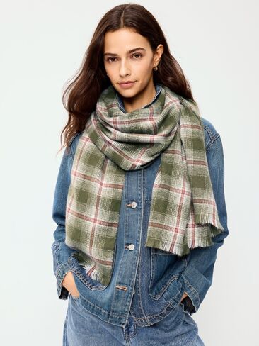 Old Navy Flannel Printed Scarf - Green Plaid in Kuwait